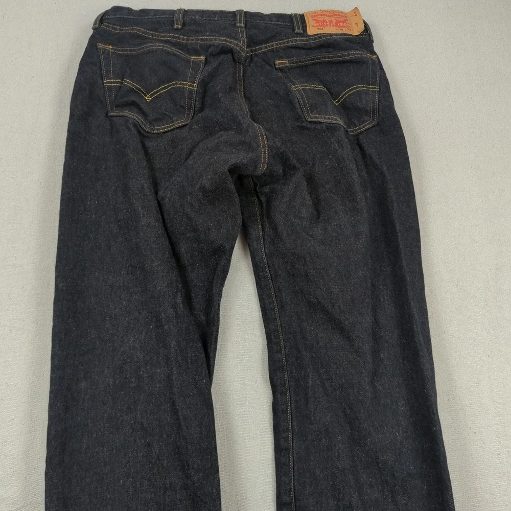 Levis 501 Jeans Mens‎ 38x32 Black Button Fly Western Faded Classic American